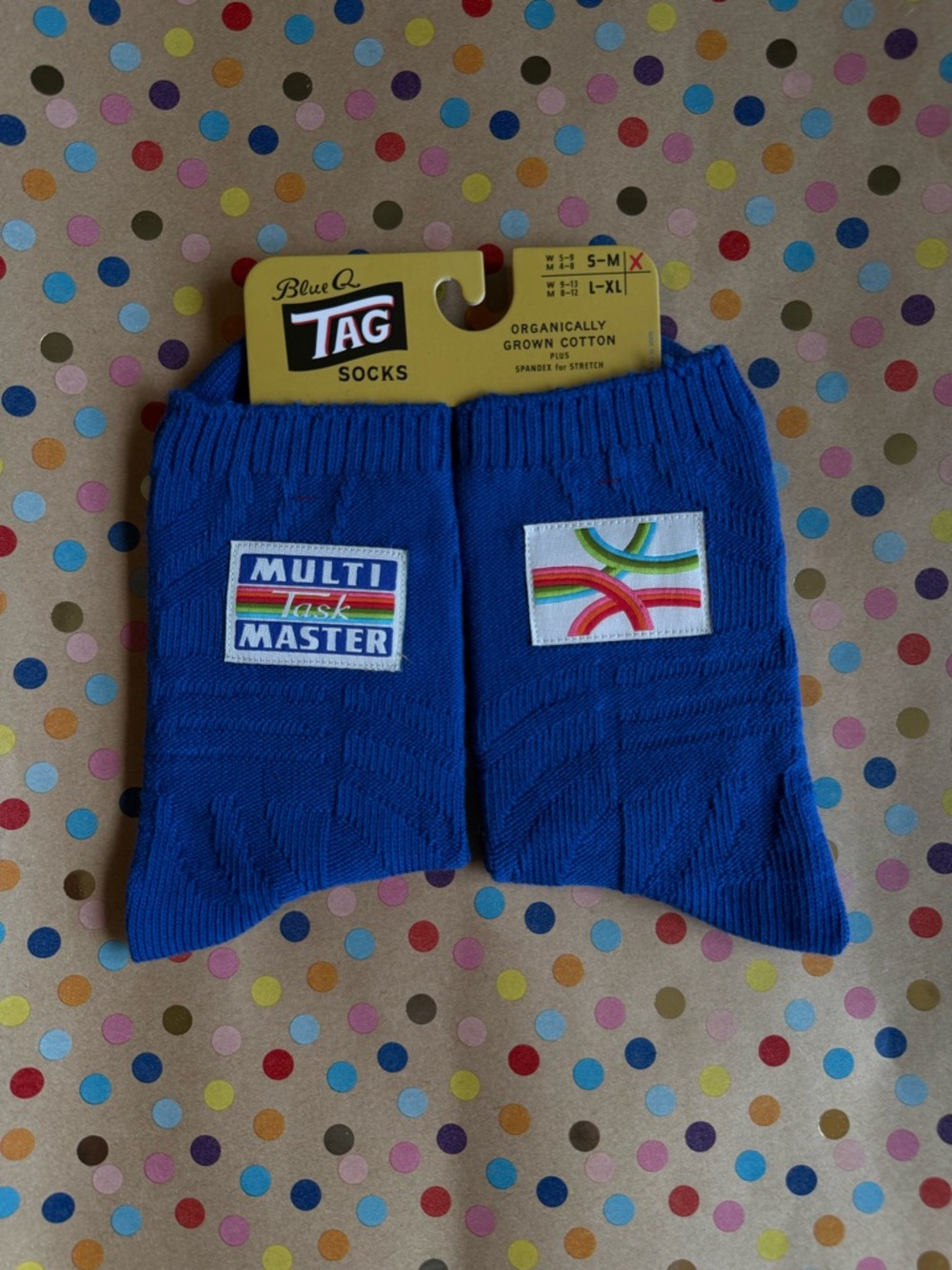 Blue Q Bright Blue Multi-Logo Crew Socks
